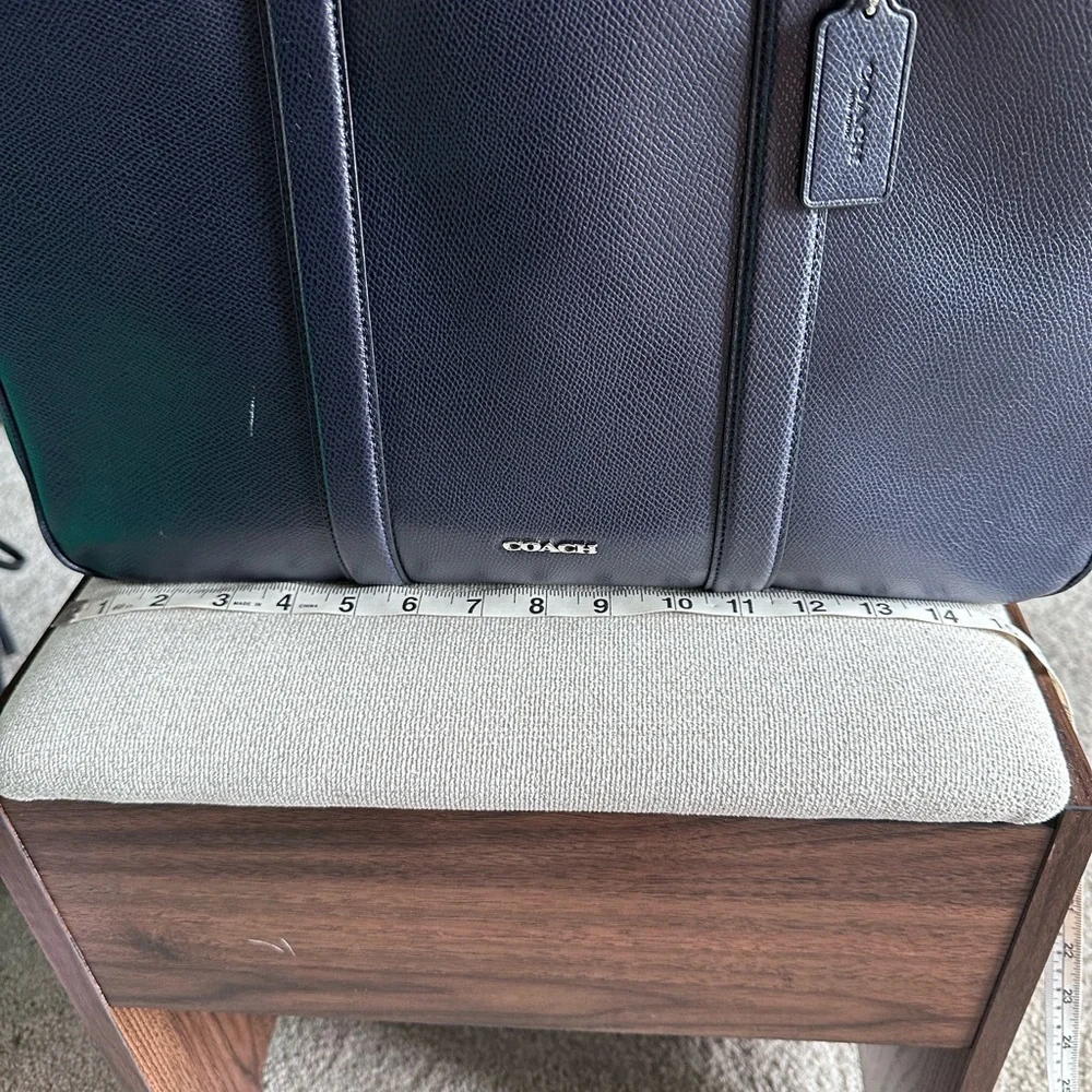 Coach Navy Leather Briefcase with Top Handles - Picture 3 of 7